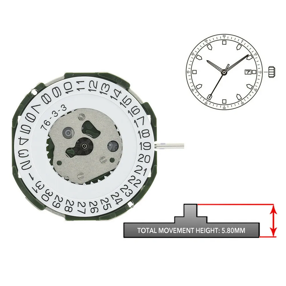 

3 Hands Quartz Watch Movement With Battery Date at 3 O'clock Replacement For Miyota 2115 Accessories