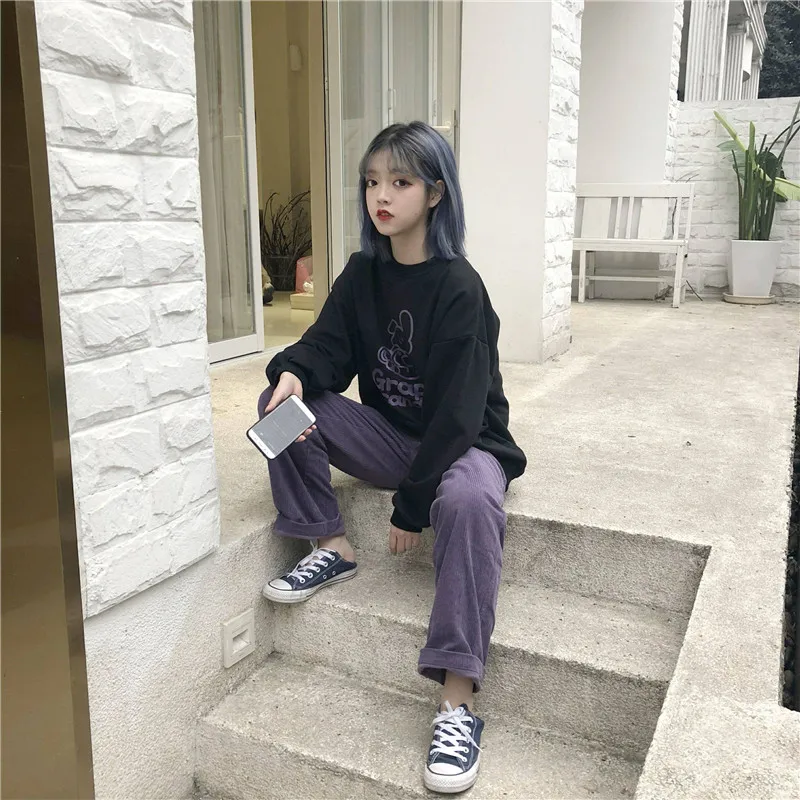 

Women Kawaii Rabbit Hoodie Streetwear Harajuku High Street Sweatshirt Female Autumn Tops Loose Outwear Korean Hoodies Females