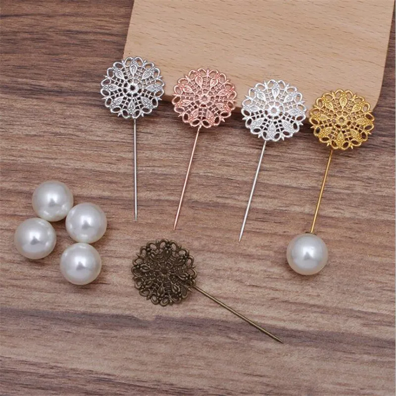 

PEMODOX 200 pieces Jewelry Clothing Accessories Peacock Feathers Copper Plated Long Pin Brooch collar pin Flat Pin