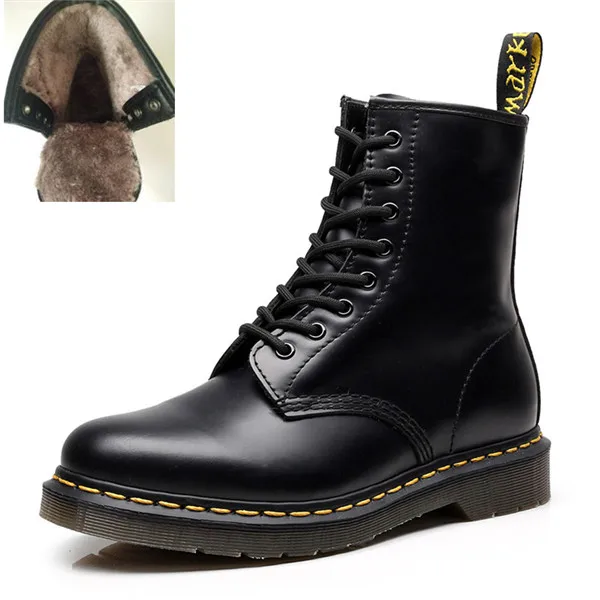 Add cotton Black Ботинки женские зимние ботинки из натуральной кожи женские модные теплые ботильоны из натуральной кожи Botas Mujer - Цвет: Add cotton Black