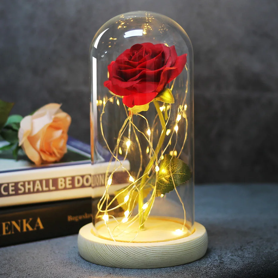 Розовый зверь батарея розовая цепочка цветов свет настольная лампа Романтический День рождения Праздник Девушки мать подарки Домашний декор