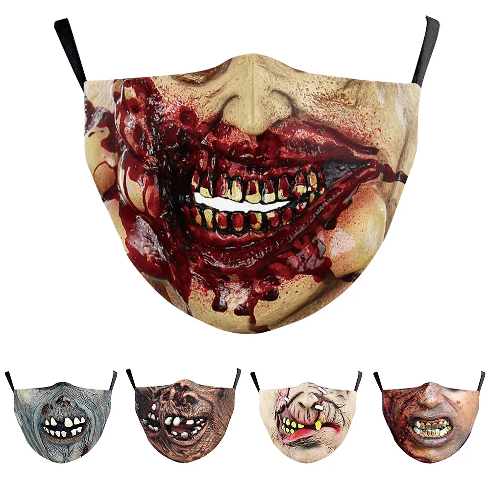 

Fashion Horror Zombie Mouth Face-Masks Protection Cycling Spots Breathable Adult Party Mask Halloween Cospaly Women's Men Unisex