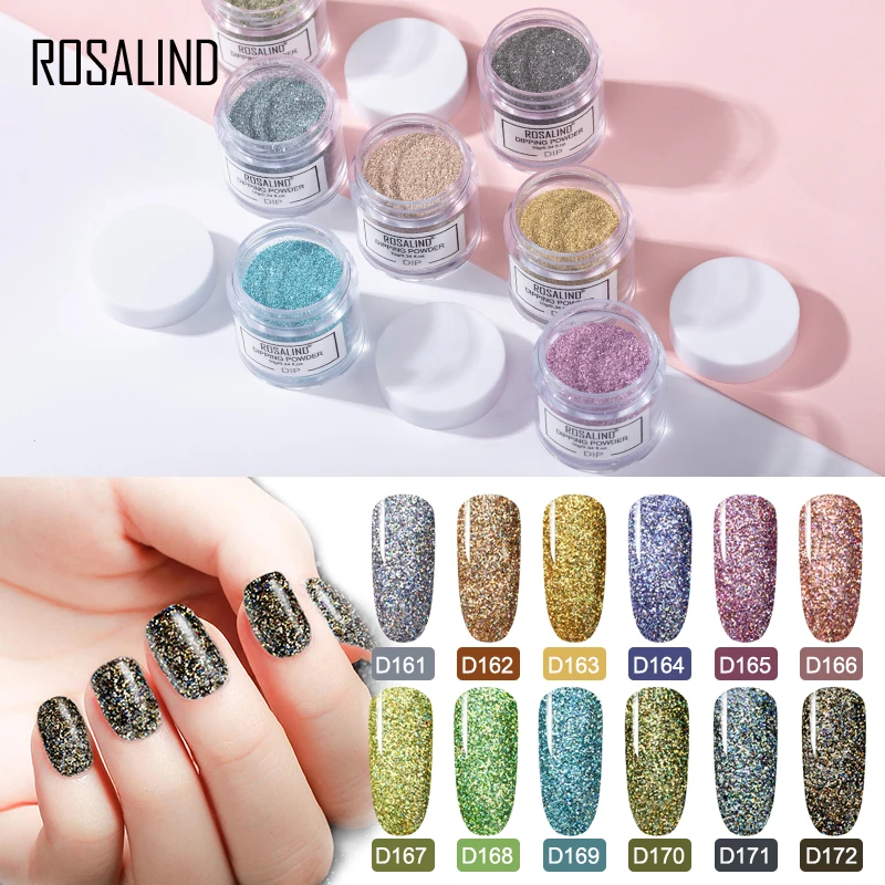 ROSALIND Dip Powder Nail Art Polish Holographic Glitter Gradient Shining Chrome Pigment Dipping Set Flakes Sequins | Красота и
