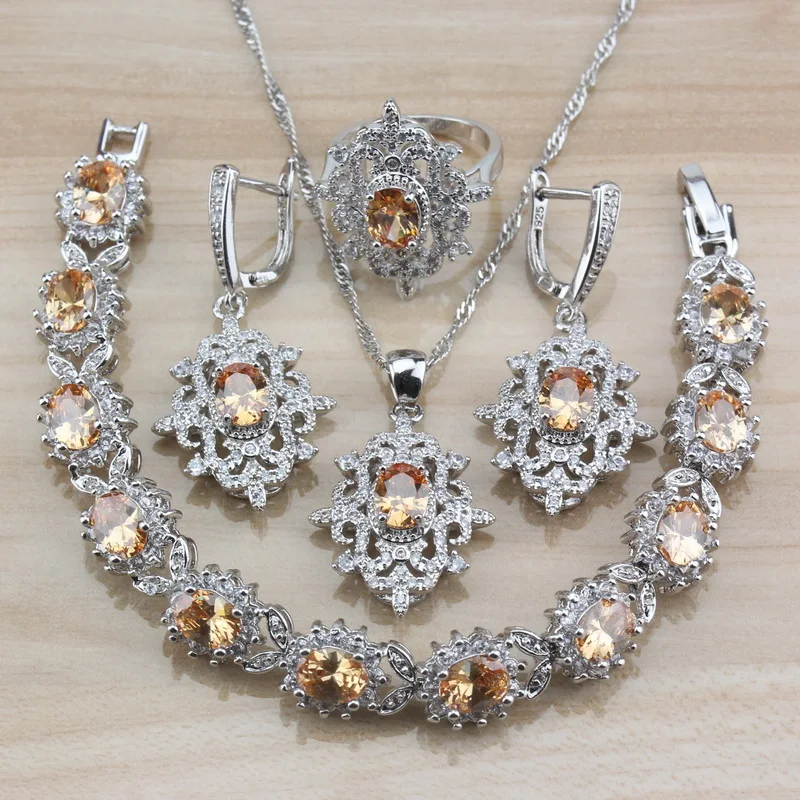 Комплект вечерние колье серёг и браслета с фианитом | Украшения аксессуары