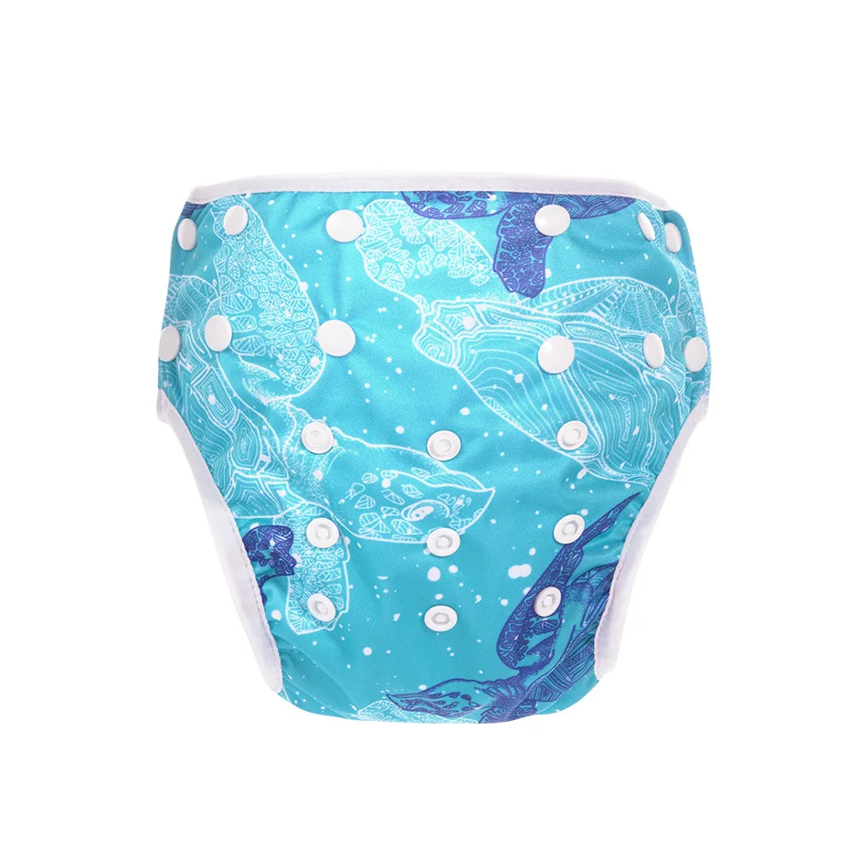 

0-3 Years Baby Swimming Diaper Reusable Swimming Nappy Pants Boys Girls Cartoon Swimwear Children Adjustable Summer Diapers