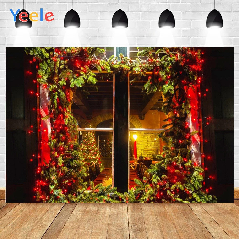 Yeele Счастливого Рождества с изображением кирпичной стены красных огней свечи