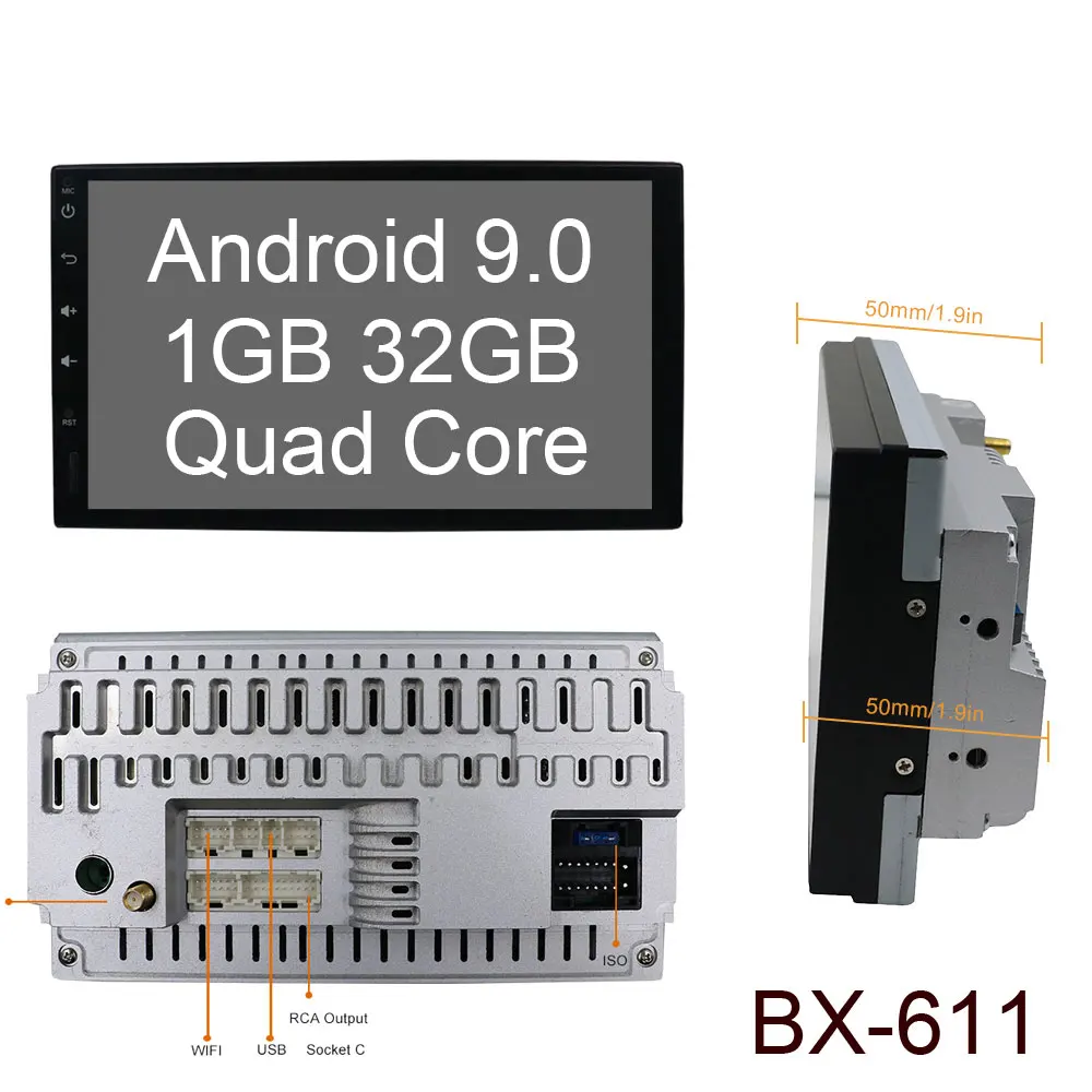 1G 32G T3 BX-611 " Android 9,0 2 DIN Авторадио gps навигация Bluetooth автомобильный стерео плеер 1024*600 сенсорный экран с USB wifi USB SD PX6 4G 64G - Цвет: 1G 32G T3 BX-611