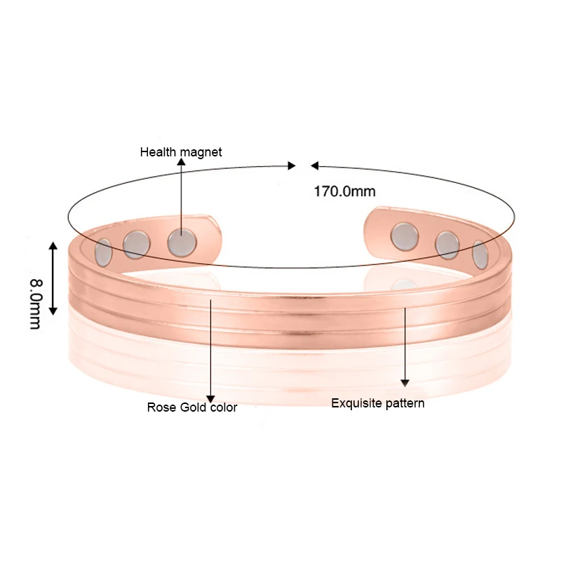 

2019 Men Women Healthy Pure Copper Magnetic Bracelet Healthy Power Therapy Magnets Bangles Lovers Gift