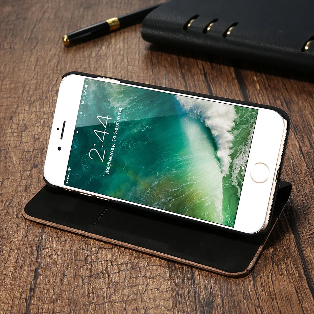 Чехол KISSCASE из бамбукового дерева для iPhone 11 Pro Max кожаный чехол бумажник XR X XS 6 7 8 Plus