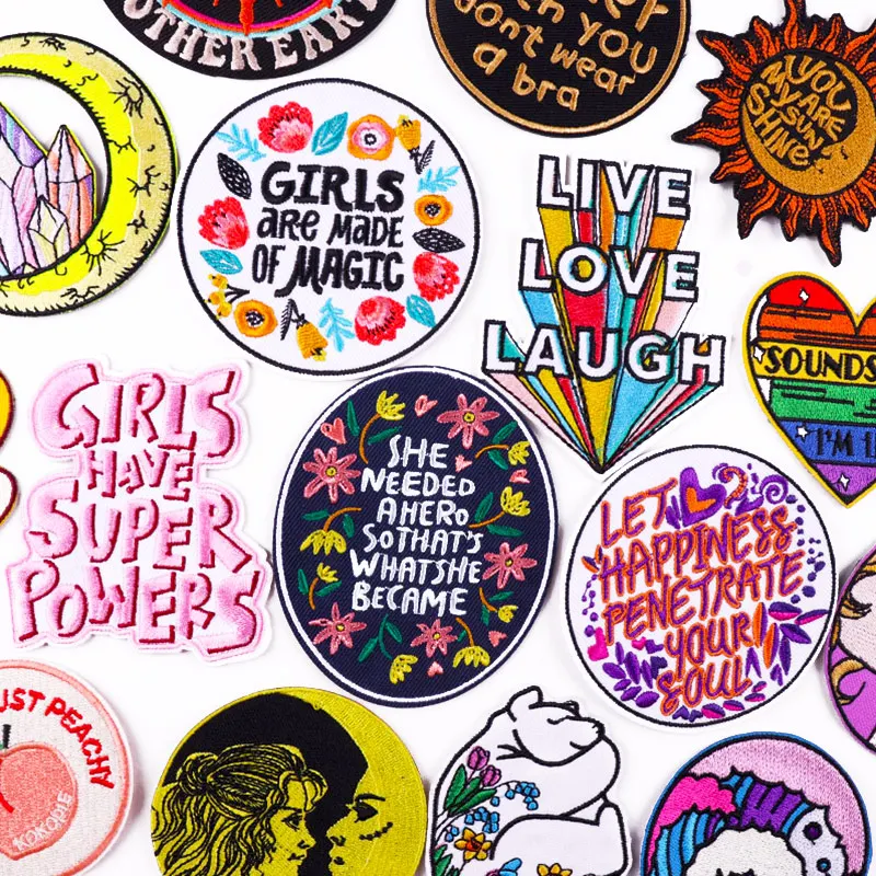 Нашивки с вышивкой надписью Love Heart на одежду аппликация Мультяшные волны патчи