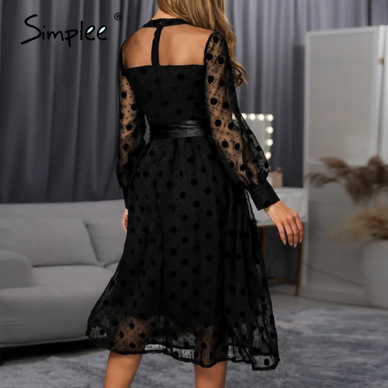 Simplee открытое женское платье уличная одежда в горошек с круглым вырезом и