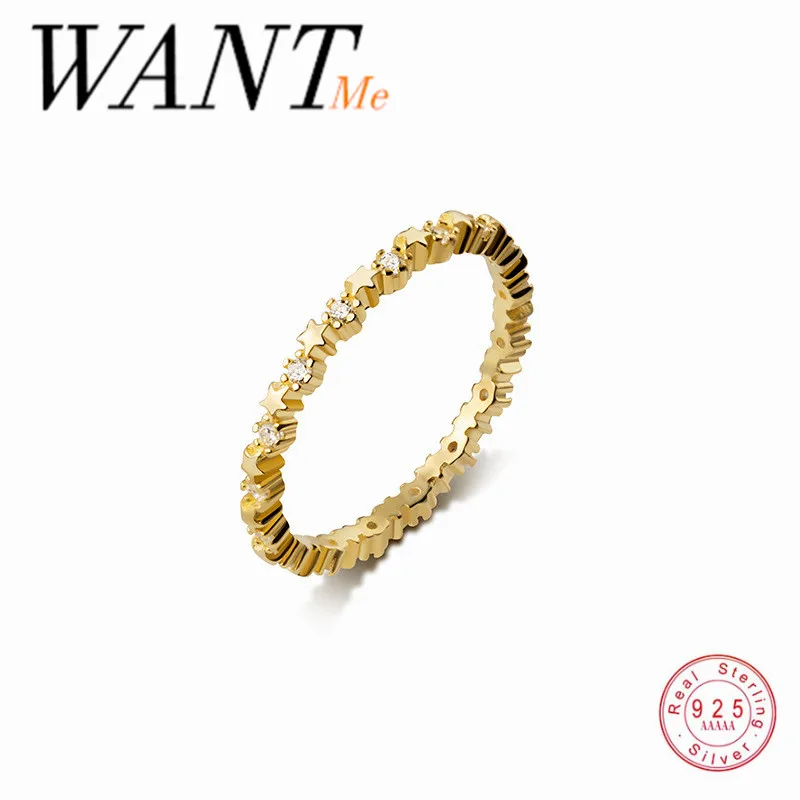 Женское кольцо с цирконием WANTME на палец из подлинного стерлингового серебра 925