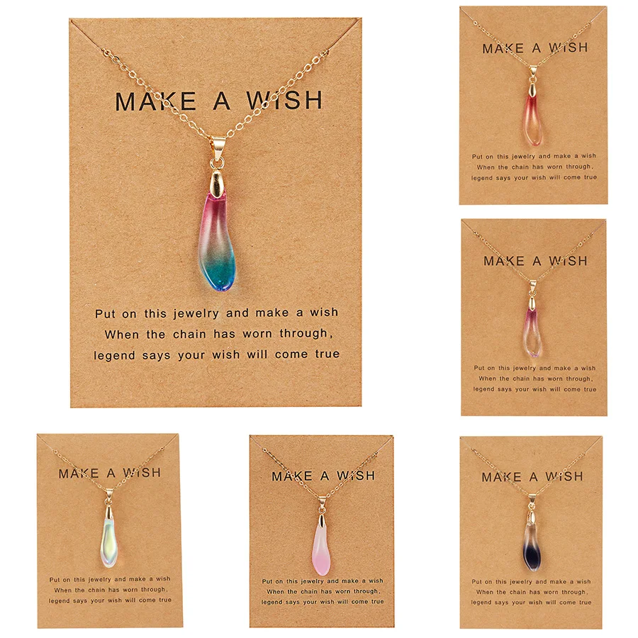 Ожерелье-чокер с подвеской в виде карты желаний капли воды камня ожерелье для