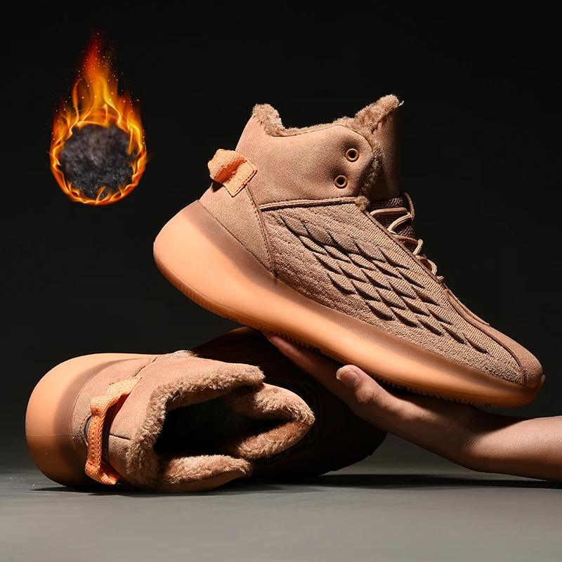 Men Ankle Boots Winter Keep Warm Sneakers Outdoor Lightweight Casual Shoes Mesh Brand lace-up male Sneakers Fashion shoes - Цвет: Terra Cotta Warriors