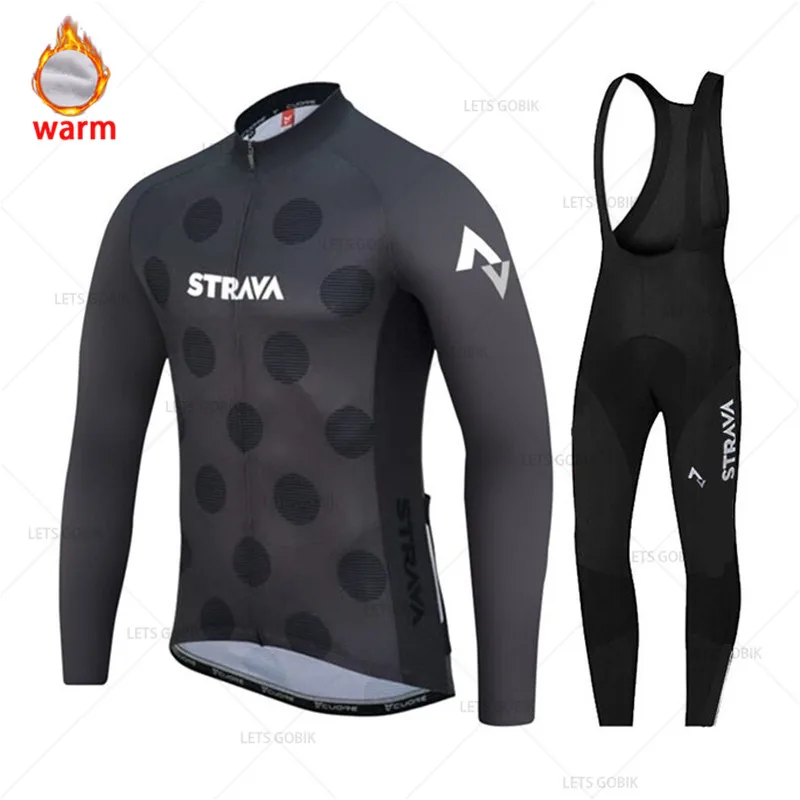 Новинка 2021 г. зимняя утепленная ФЛИСОВАЯ ФУТБОЛКА STRAVA для велоспорта мужские