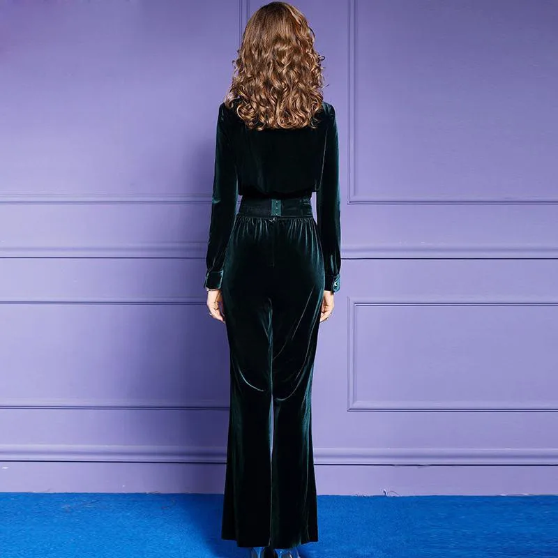 Ensemble Femme комплект из двух предметов бархатный костюм для женщин модный тонкий