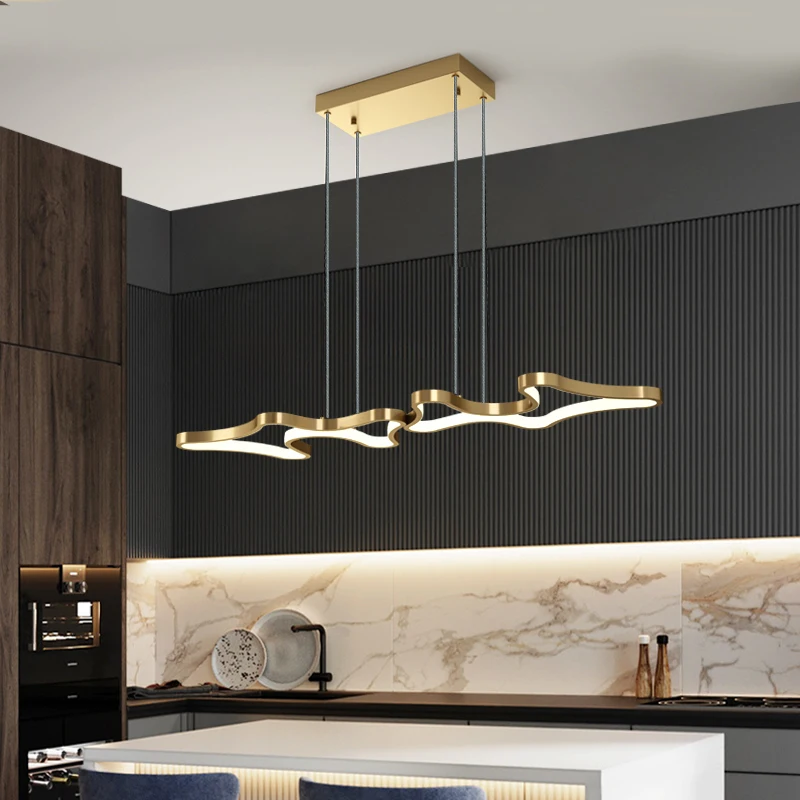 Offerte Lampada A Sospensione A LED Moderna Semplicità 55W Lampada A Sospensione In Rame Nero Oro Per Sala Da Pranzo Bar Cucina Ufficio Decorazioni Per Interni