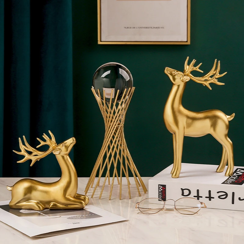 

Luxury Nordic Lovers Elk Resin Statue Home Decoration Office Accessories For Living Room Desktop Display Ornaments