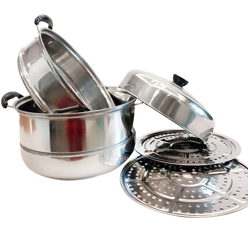 Трехслойный толстый Пароварка из нержавеющей стали суп паровой горшок