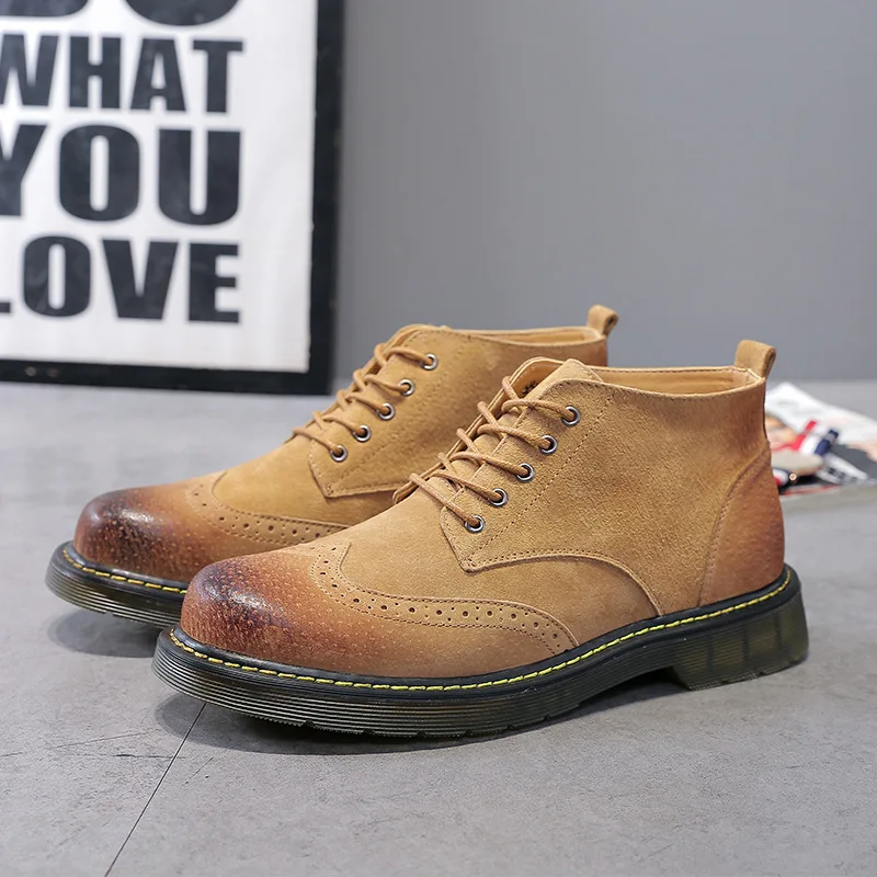 Мужские роскошные ботинки дезерты в английском стиле обувь с перфорацией типа