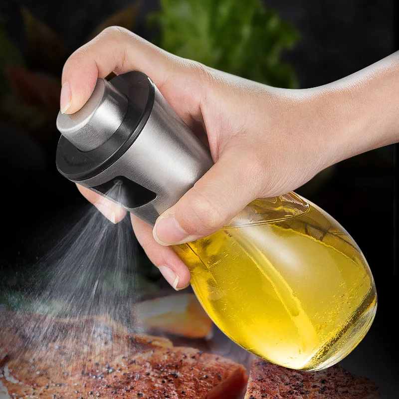 

Push-type Spray Bottle, Stainless Steel Oil Bottle, Barbecue Oil Pot, Seasoning Bottle, Oil Vinegar Bottle, Transparent