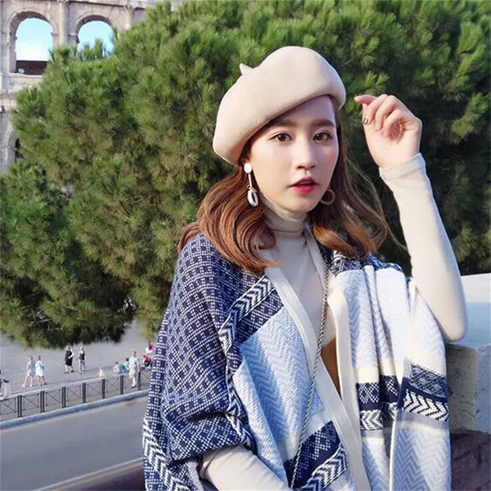 Модный Элегантный женский берет шапочка в классическом стиле шерстяной фетровый