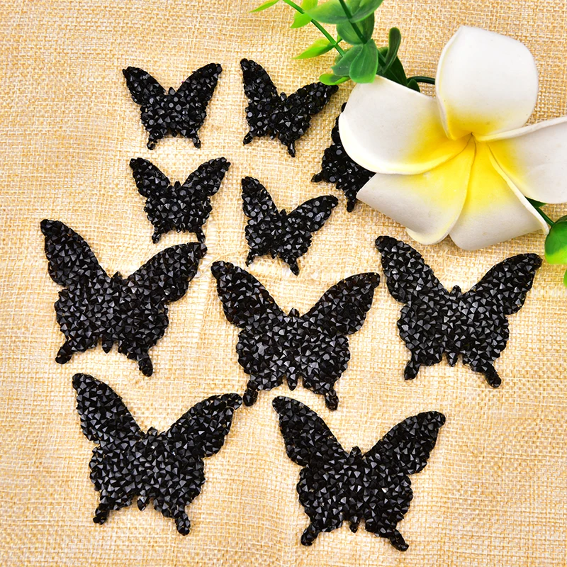 10 шт./лот дизайн в форме бабочки Стразы с горячей фиксацией мотивы термоклейкие