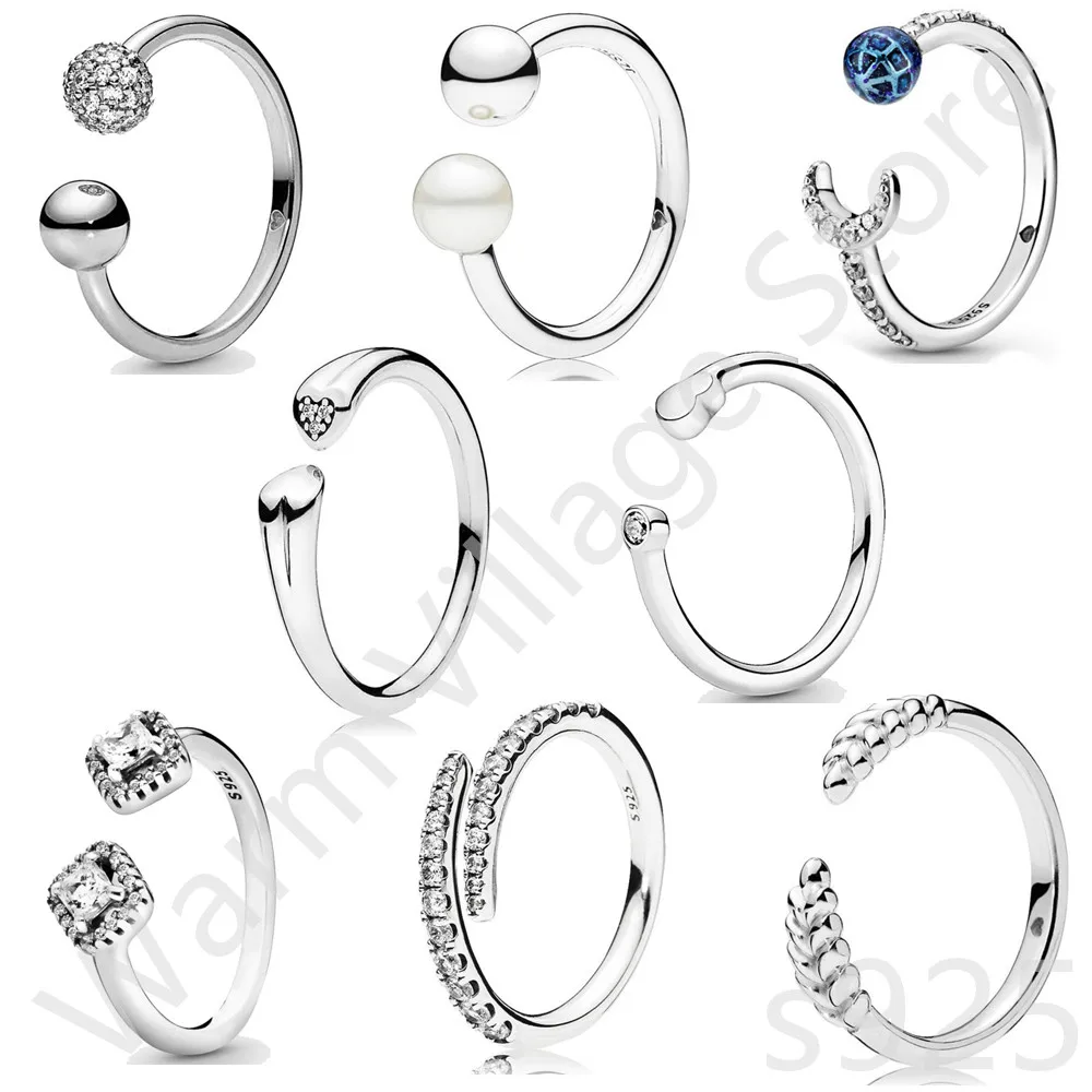

Genuine 925 sterling silver blue earth moon fashion ring suitable for girls open ring pendant gift DIY jewelry