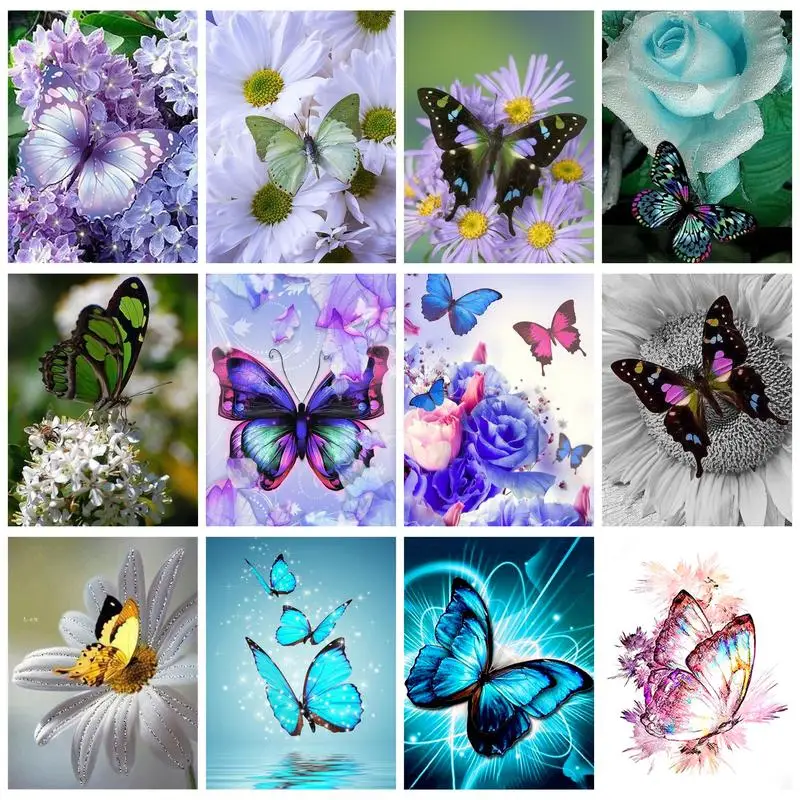 

GATYZTORY оправа "Бабочка" Животные "сделай сам" живописи по номерам Акриловая Краска на холсте Современный домашний декор стены в искусстве Кра...