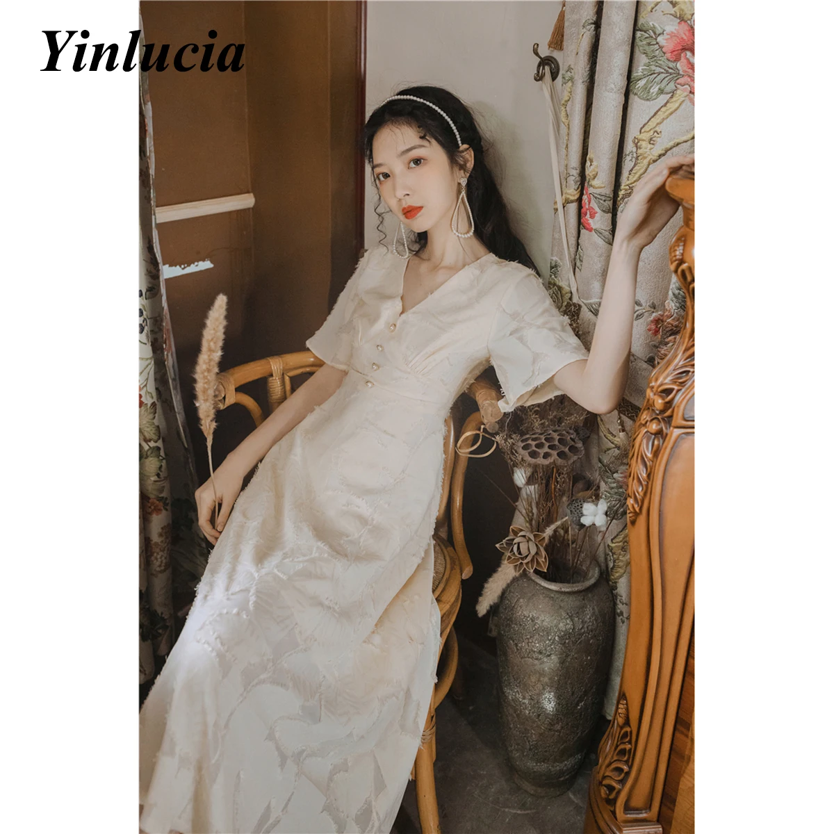 

Dresses Women 2021 Vintage V-Neck Dress Bellflower Skirt Midi Dress Leisure Beach Evening Dresses Party Prom Dresses Ladies