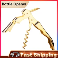 multi use bottle opener gold plated corkscrew double hinge waiters wine key bottle opener bar home office kitchen supplies tools