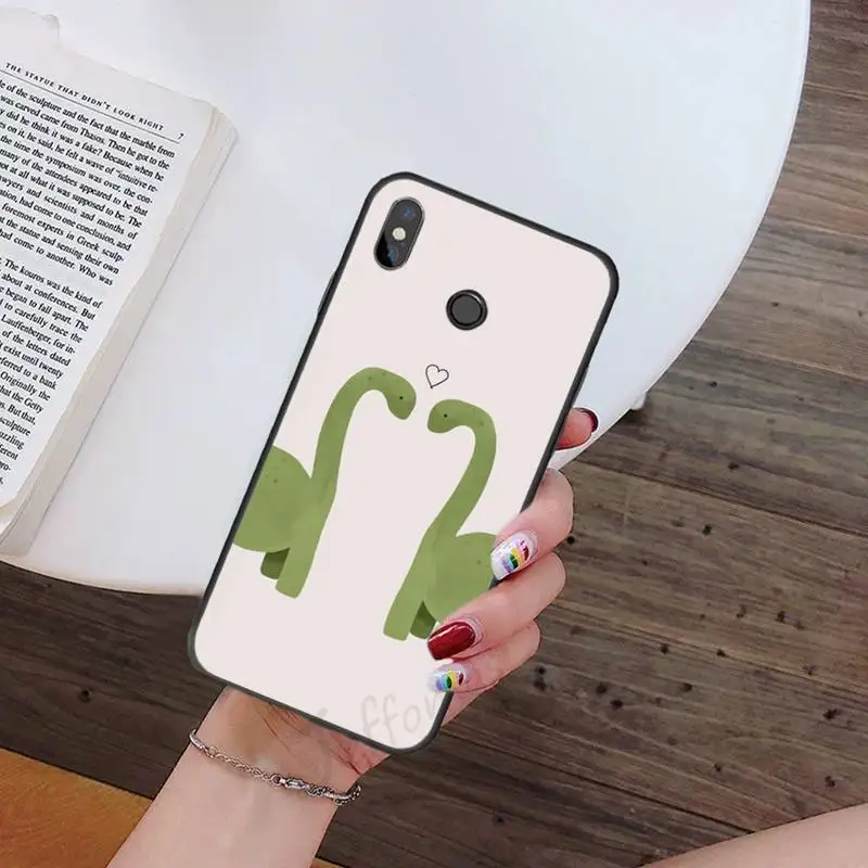 

Cartoon Dinosaur cute pink funny love Phone Case For Xiaomi Redmi mi note max 3 5 6 8 9 10 t S SE lite pro Silicone Shell Cover