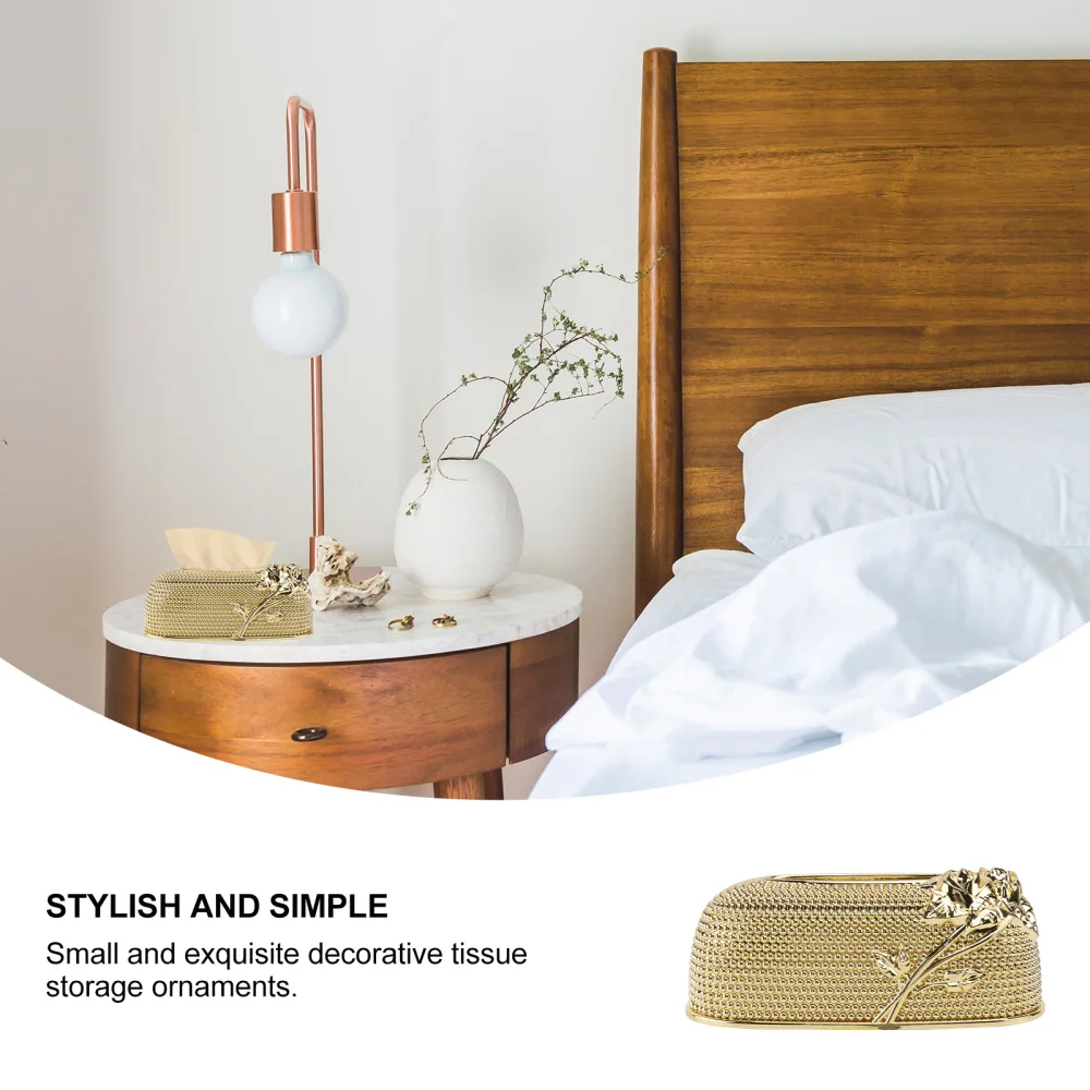 

1Pc Creative Tissue Box Decorative Napkin Case Desktop Hotel Furnishing (Golden)