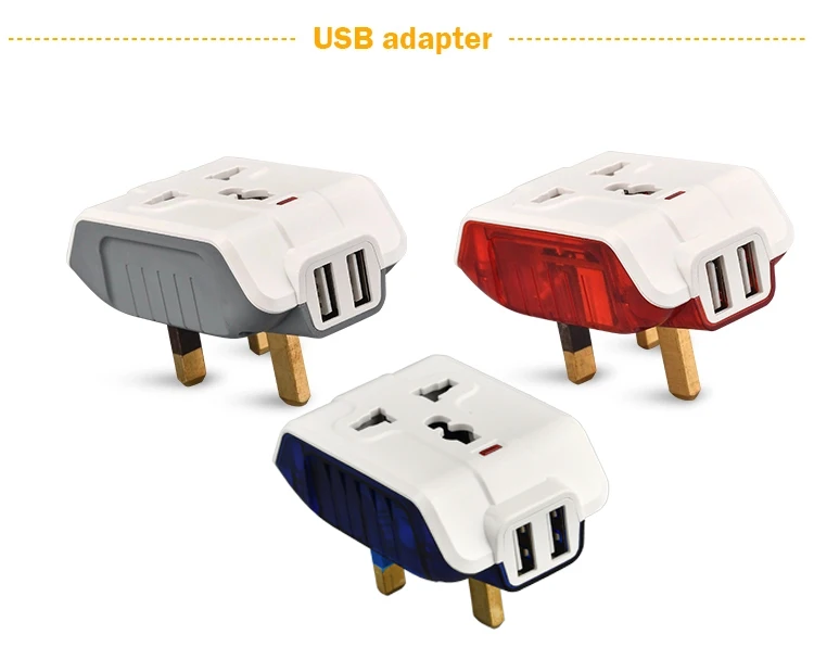 Usb Универсальный Мульти штекер Адаптер для путешествий 2 usb порт зарядного устройства 5V 2.1A в Великобританию, 13A 3 контактный разъем розетка