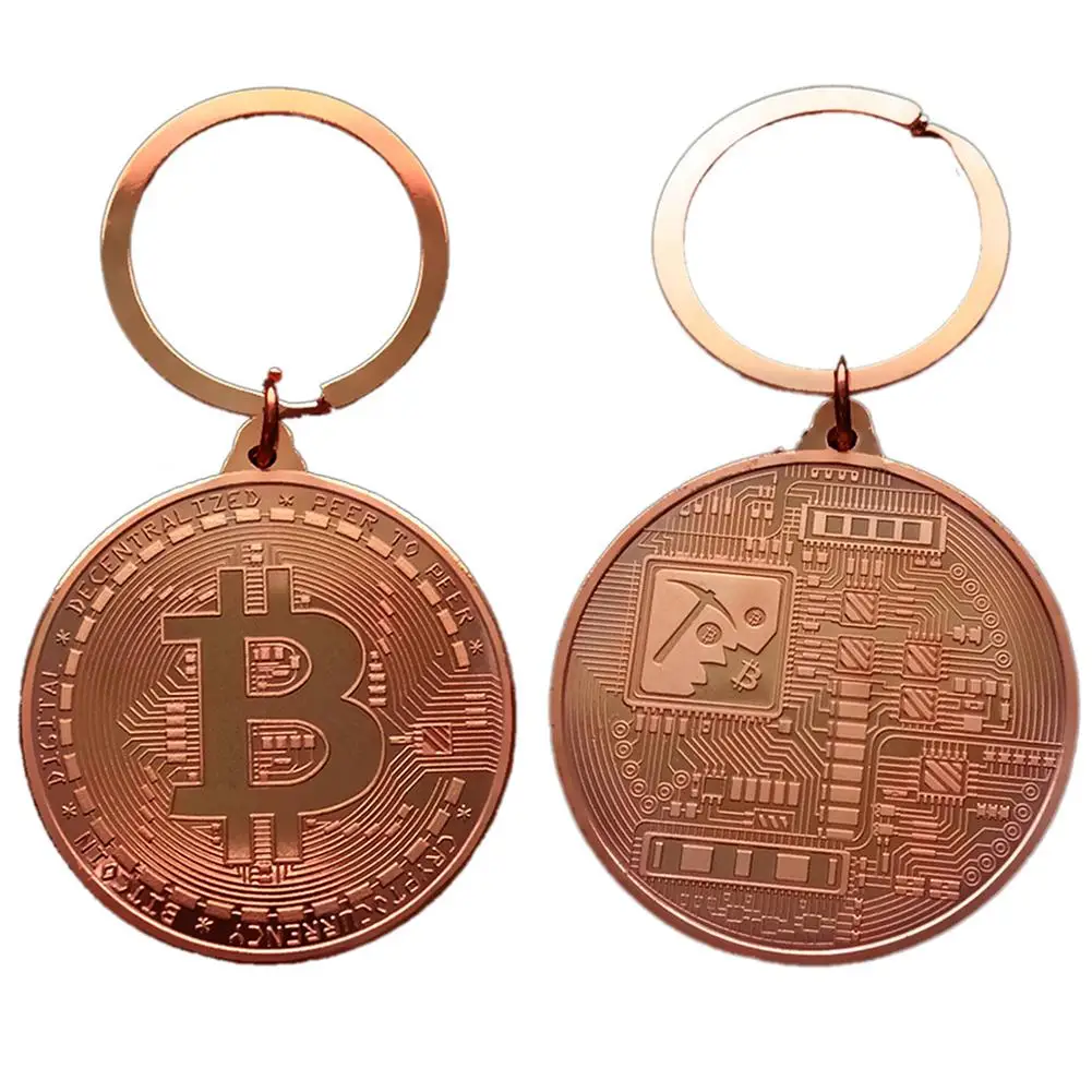 Позолоченный Биткойн монета брелок для ключей монета Биткоин арт коллекция коллекционные брелок ретро-брелок украшения для дома