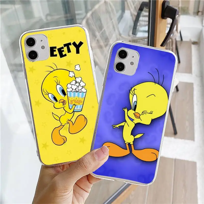 

Cartoon Tweety Bird Piolin Phone Case For iphone 5s 6 7 8 11 12 plus xsmax xr pro mini se Transparent Cover Fundas Coque