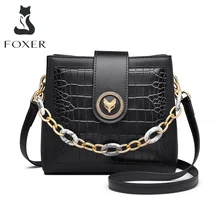 FOXER Brand Vintage Cow Leather Bags for Women Casual Bucket Bag Handle Crossbody Bags High Quality Lady Shoulder Tote Bags