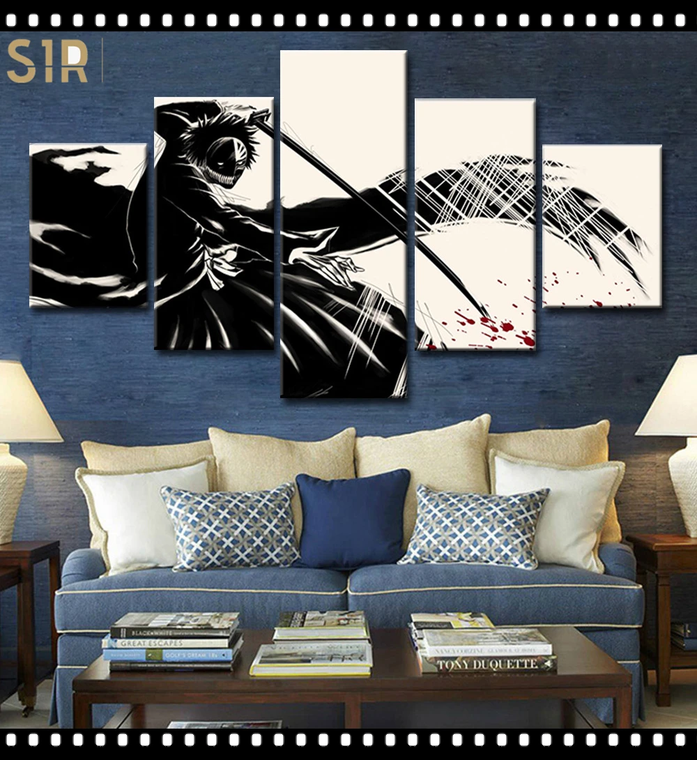 

Bleach Wall Art 5 Pieces Canvas Painting Poster Pictures Home Decor Living Room HD Printed Game Poster Anime Wall Art