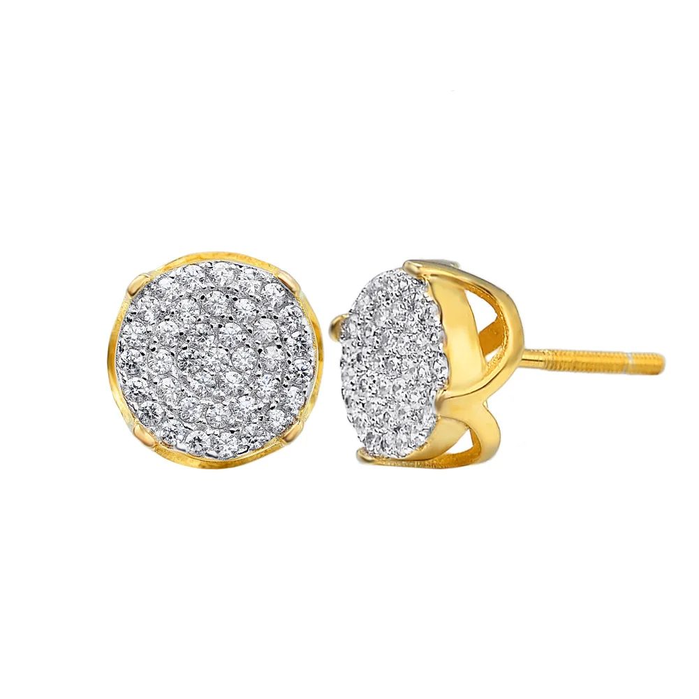 

2021 Creative Silver 925 Man Earring Simple 18K Gold White Natural DIAMOND Round Stud Earrings for Men