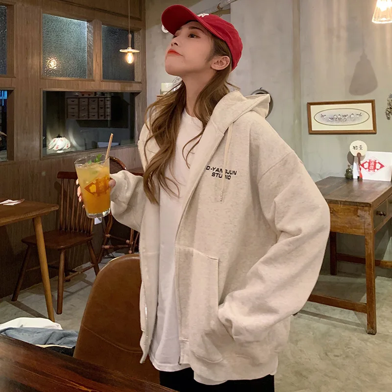 

Fashion Hoodie Women Casual Loose Versatile Thick Letter Printing Sweatshirt Women Hooded Long Sleeve Tops for Women Spring 2021