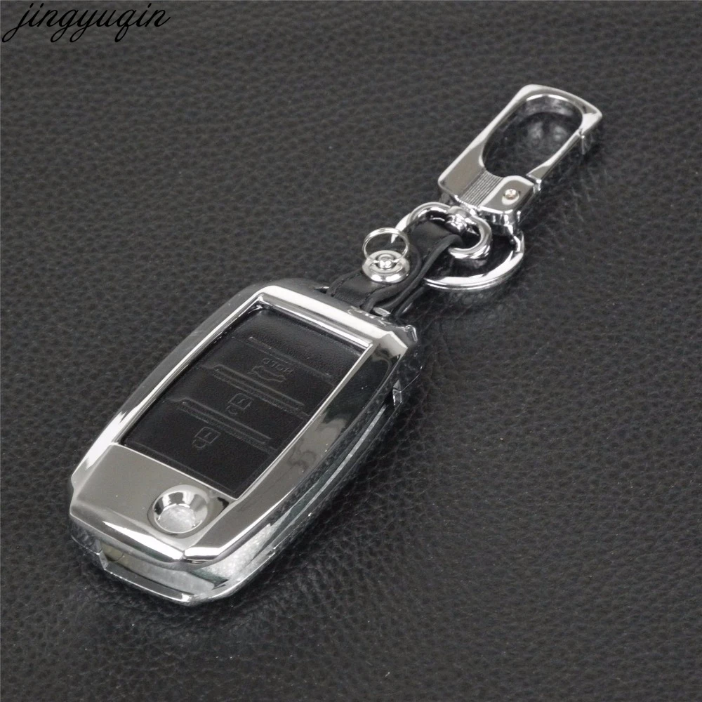 

Брелок для ключей с 3 кнопками, цинковый сплав + кожа, автомобильный чехол для ключей для Kia Sportage R K3 K4 K5 2015 Ceed Sorento One Set