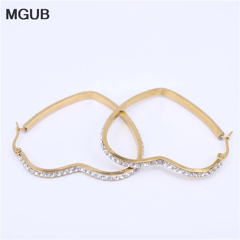 Женские серьги-кольца из нержавеющей стали в форме сердца | Украшения и