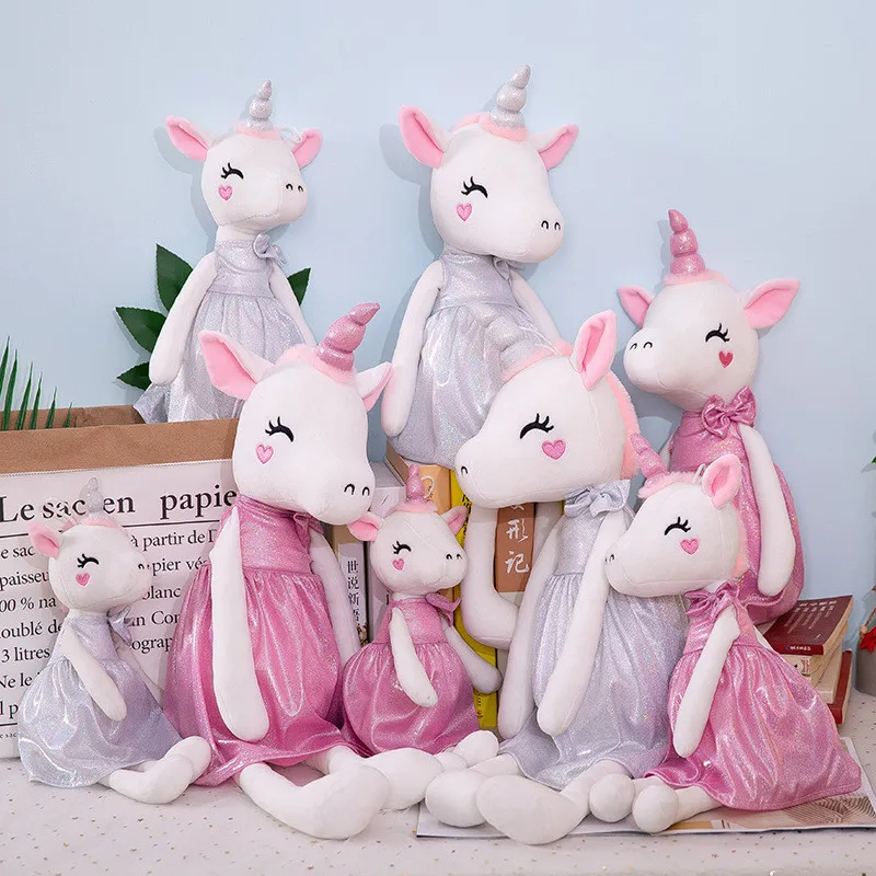 Оптовая продажа 35 см Kawaii Мультфильм Плюшевые игрушечные единороги в юбках Мягкое