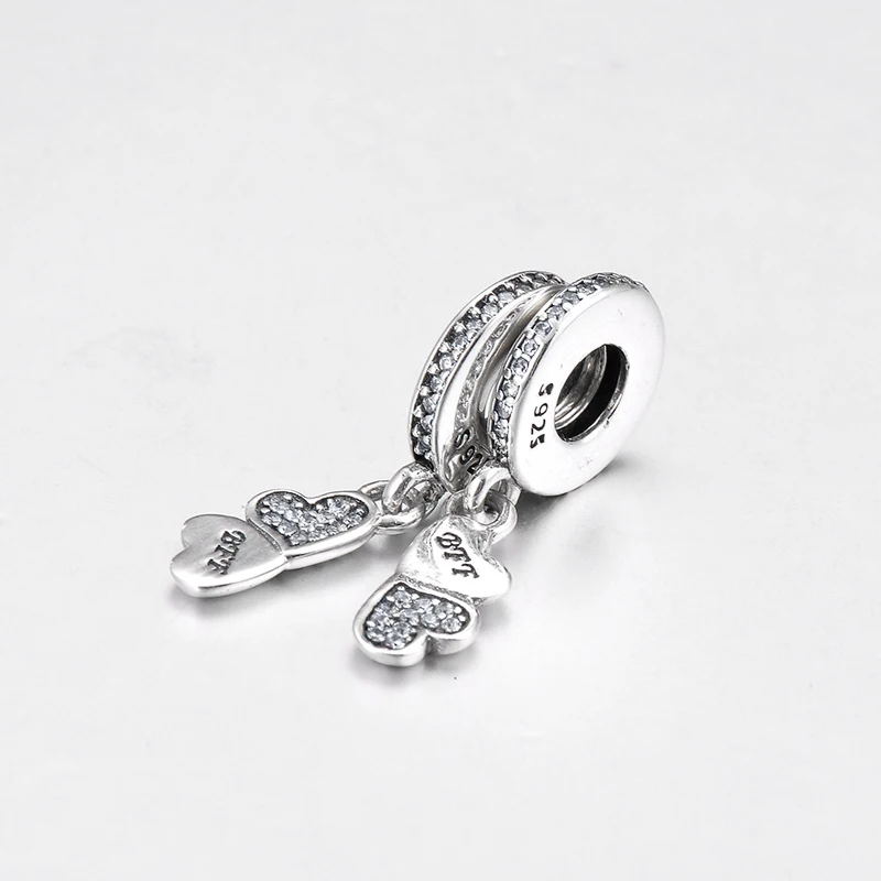 Clover shape for friends gift 925 Sterling Silver clear CZ fine Pendant Bead Fit Original European Charm Bracelet Jewelry making | Украшения