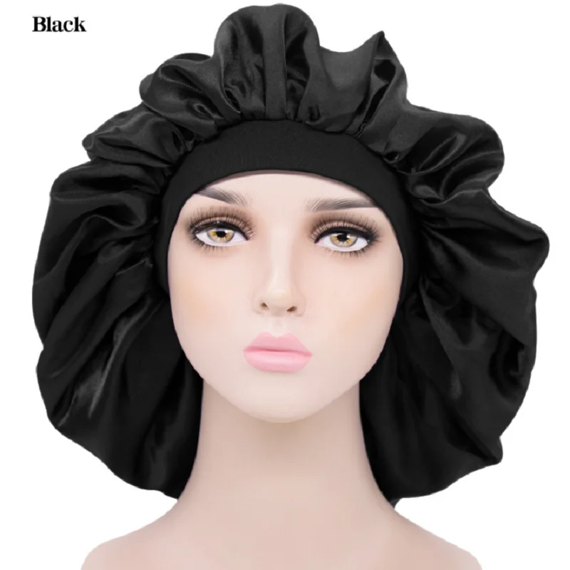 

African Pattern Print Bonnet Hijabs Hat Women Night Sleep Cap Double Layer Satin Turban Extra Large Head Wear Lady Head Wrap Hat