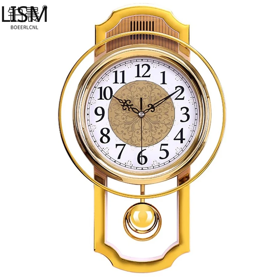 

Fashion Vintage Wall Clock Swing Clock Wall Watch Mechanism Living Room Bedroom Silent Gold Luxury Reloj De Pared Office Decor