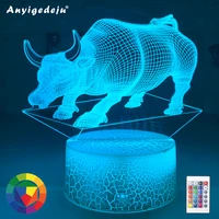 new strong bull led night light color changing kids bedroom nightlight unique gift for birthday bedroom decor table 3d lamp gift