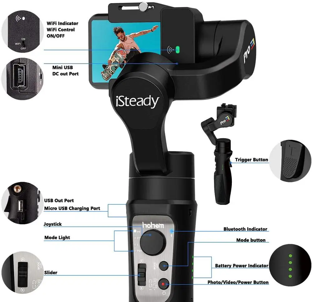 3 осевой стабилизатор Hohem iSteady Pro для экшн камеры GoPro 8 Ручной Стабилизатор Gopro Hero 7 6 5