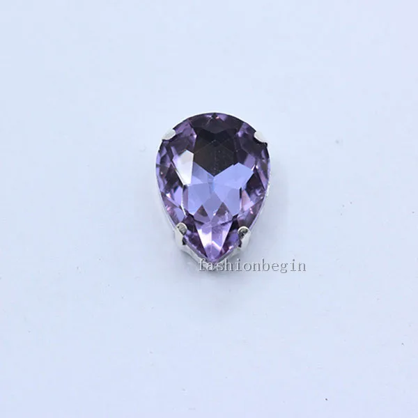 lt violet 4x6 6x 8 10 x14 13x18 18*25 20x30x30x40 мм 24 цвета каплевидные стеклянные камень шить на Кристальный, серебряный, со стразами основание кнопки для одежды - Цвет: lt violet
