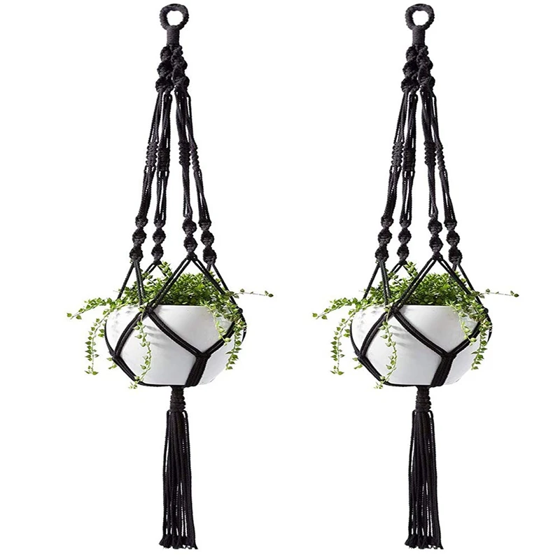

Plant-Linked Indoor And Outdoor Hanging Flowerpot Basket Cotton Rope, Garland Plant Stand, 2 Pieces